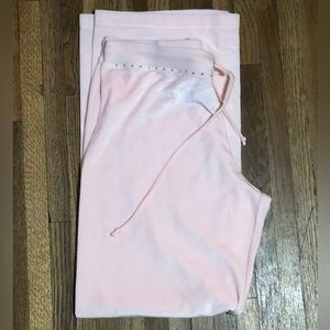 Victoria’s Secret pink velour pants with bling waistband